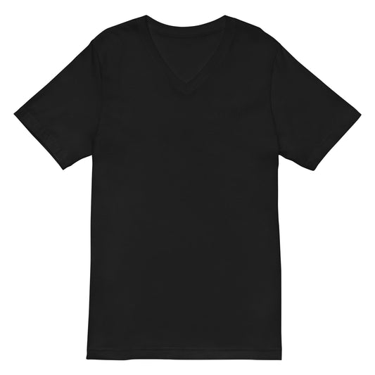 EMBROIDERED UNISEX V NECK TEE SHIRT — DO MORE BLACKOUT