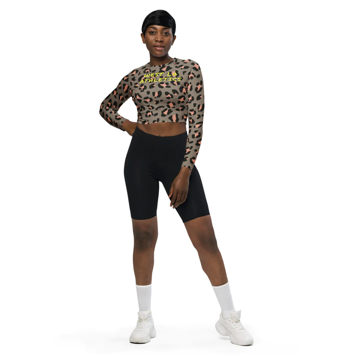 woman wearing leopard print gym shirt