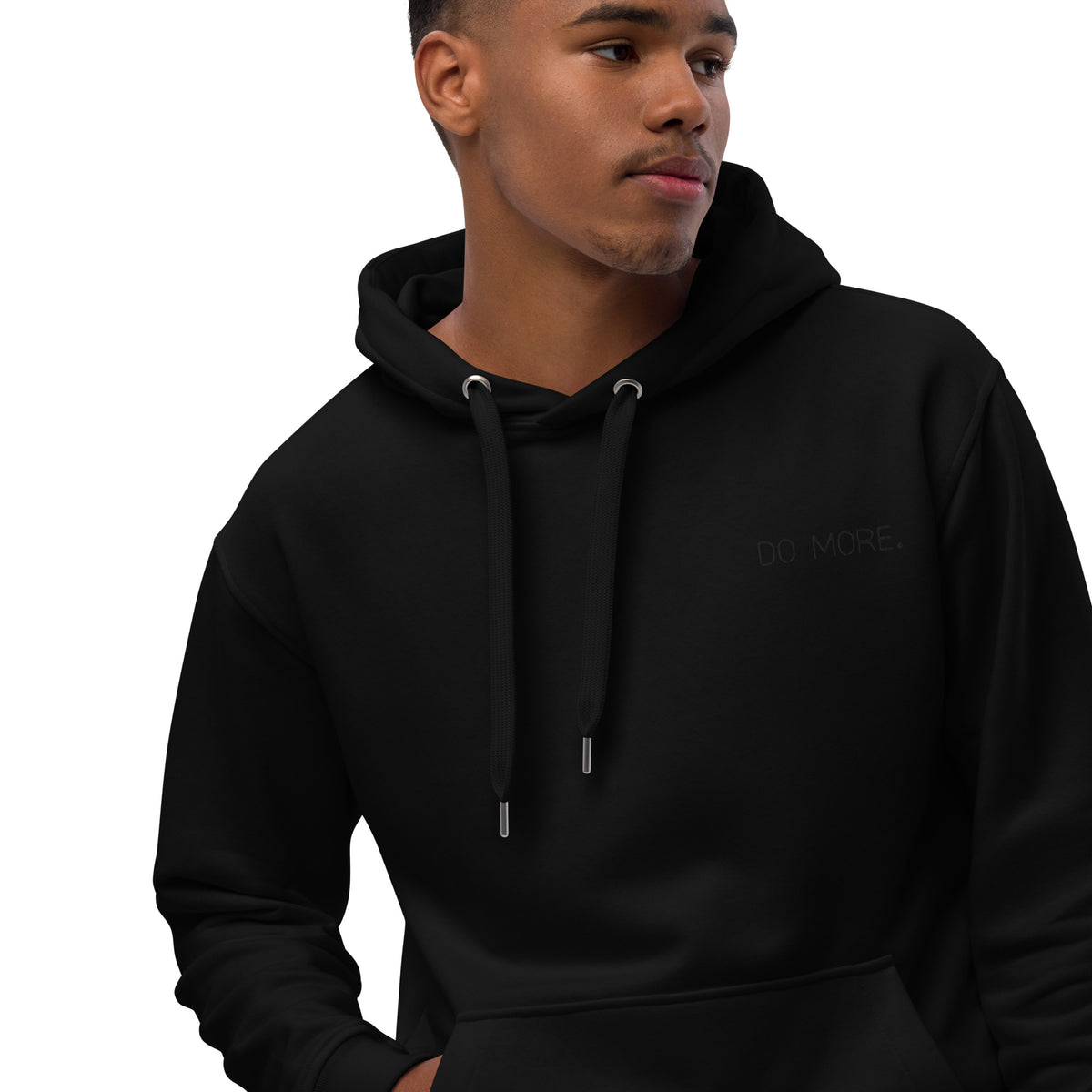 EMBROIDERED PREMIUM HOODIE — DO MORE BLACKOUT