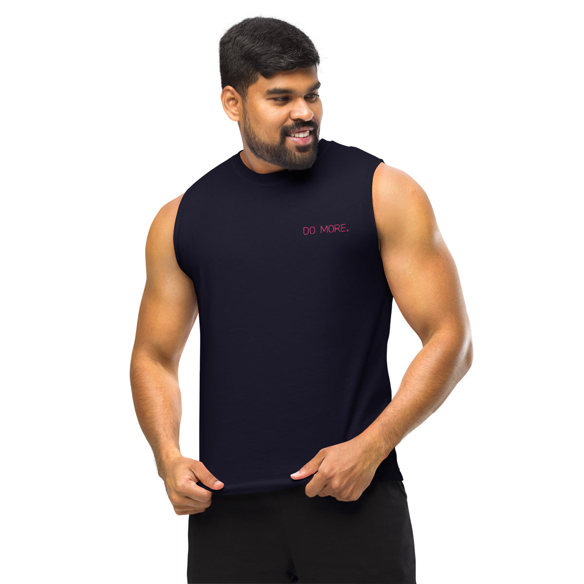 EMBROIDERED UNISEX MUSCLE SHIRT — DO MORE NEON