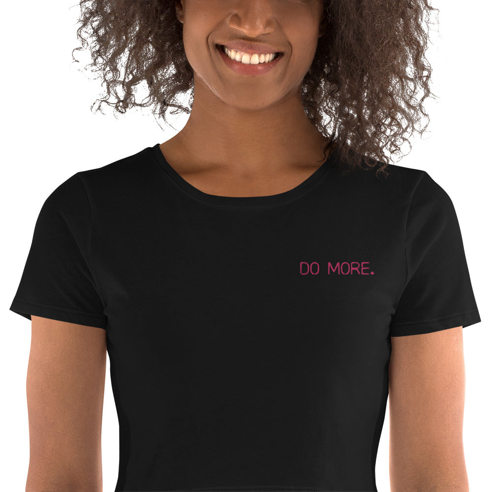 EMBROIDERED CROP TOP TEE - DO MORE NEON